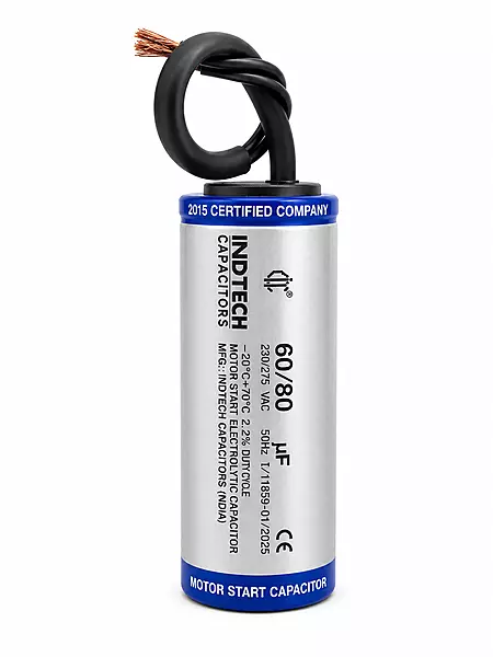Indtech 60-80 MFD Motor Starting Capacitor | 220/275V | Aluminium | Starting