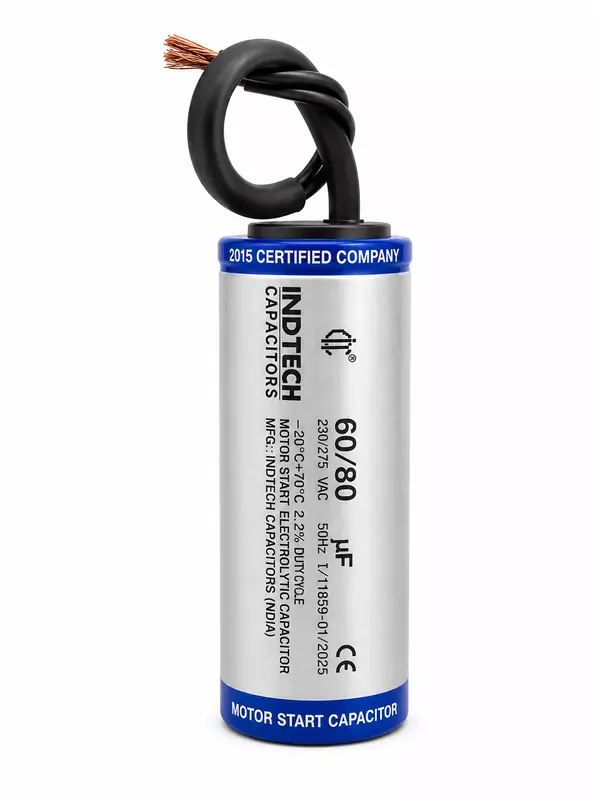 Indtech 60-80 MFD Motor Starting Capacitor | 220/275V | Aluminium | Starting