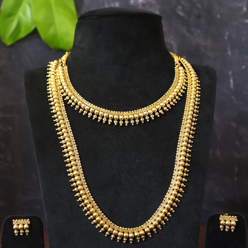 Simple Elegant gold finished Long & Short haram