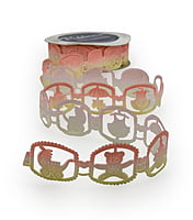 Teddy, Stroller, Bottle Cut-Work Shaded Ribbon