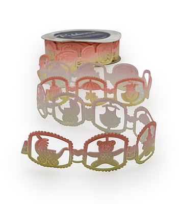 Teddy, Stroller, Bottle Cut-Work Shaded Ribbon