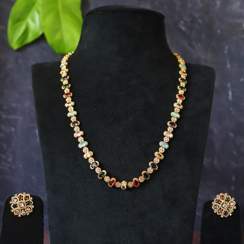 Unique neak piece with multicolour stone Non-returnable long haram