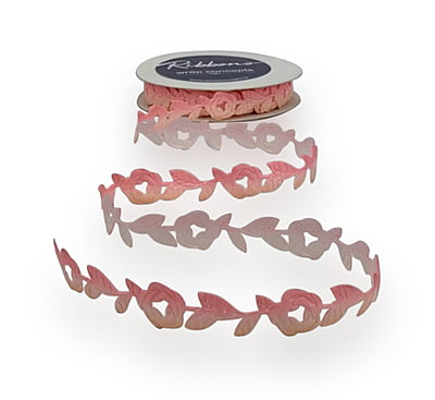 Rose & Leaf Cut Work Shaded Ribbon