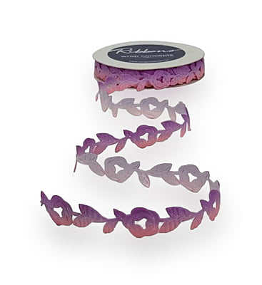 Rose & Leaf Cut Work Shaded Ribbon