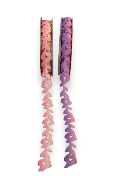 Rose & Leaf Cut Work Shaded Ribbon