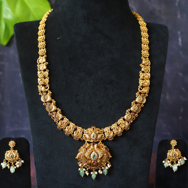 Antique Peacock with flower design long haram