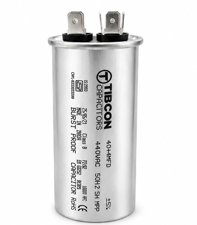 TIBCON 40+4 MFD (50x102) 440V AL MT AIR CONDITIONERS BURST PROOF CAPACITOR
