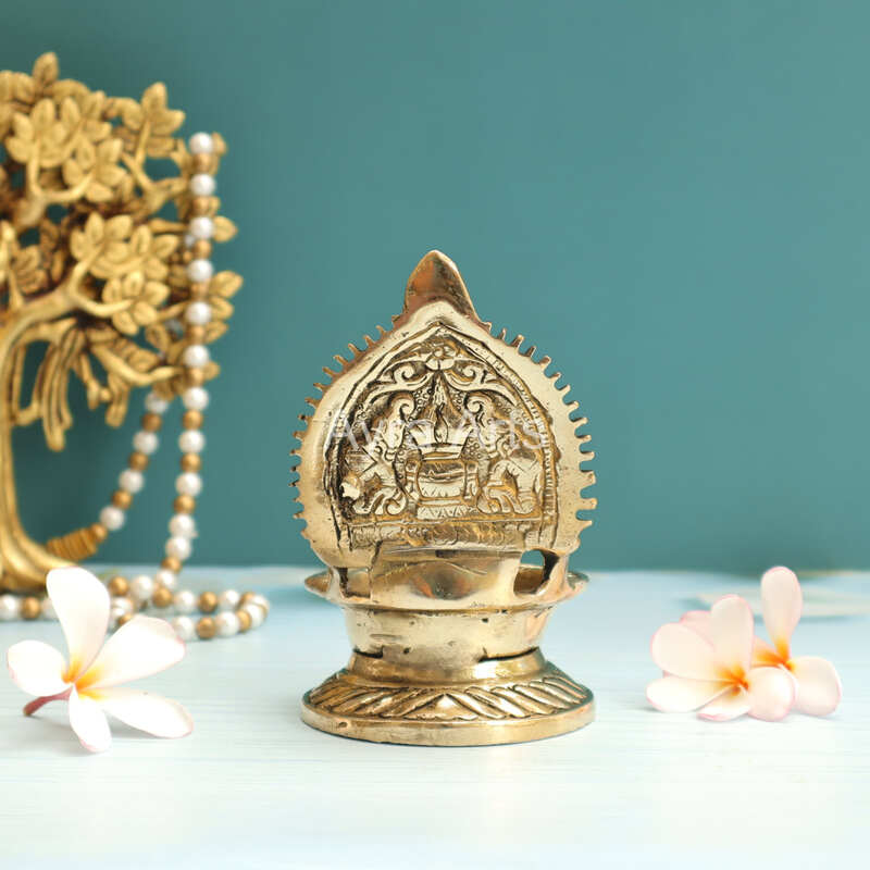 Brass Kamakshi Deepam/Lalitha Devi Deepam - 5 inch Height