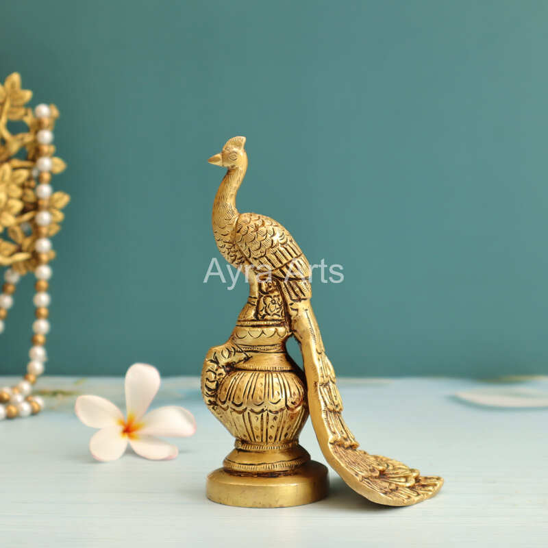 Brass Peacock Decor - 5.8 Inch Height