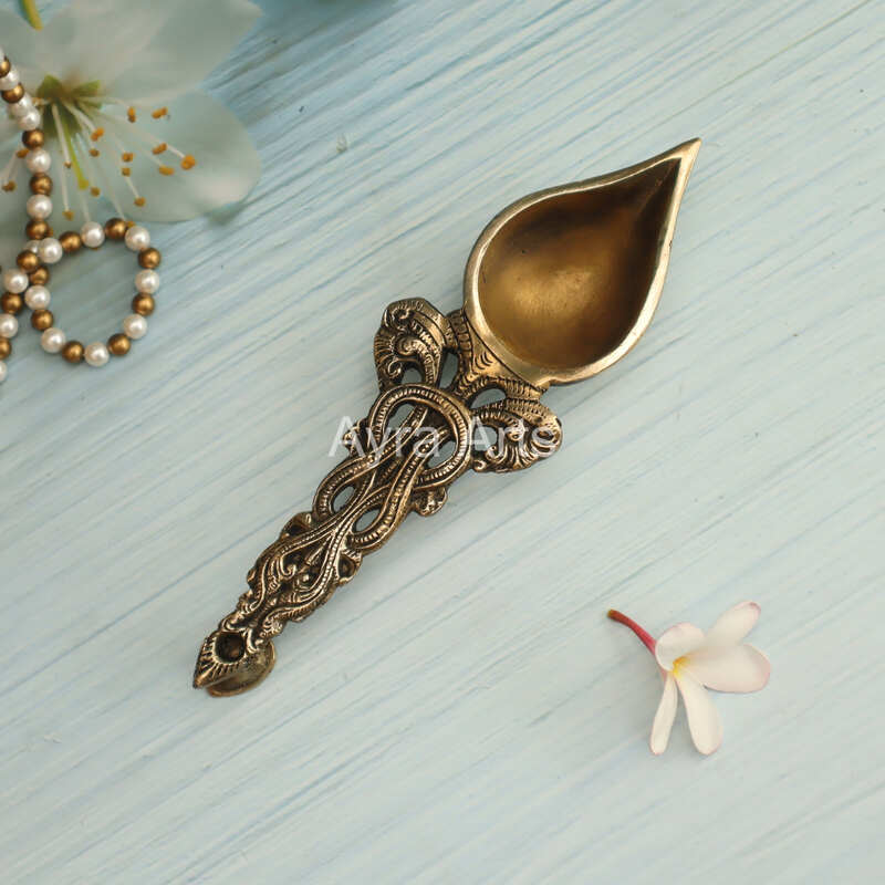 Brass Eka Harathi Deepam Spoon - 9 Inch Height