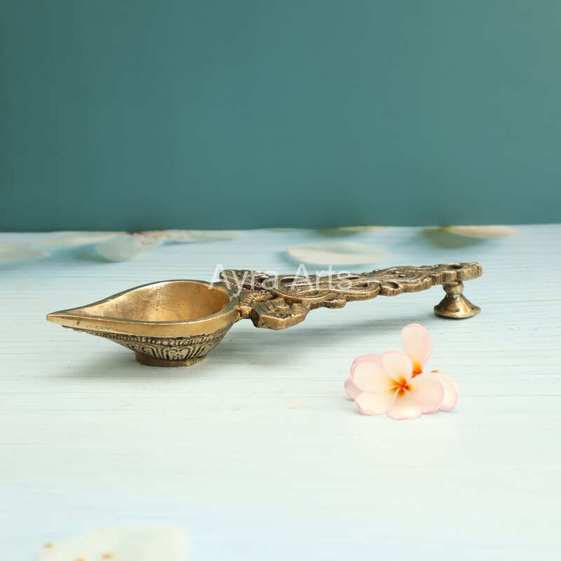 Brass Eka Harathi Deepam Spoon - 9 Inch Height