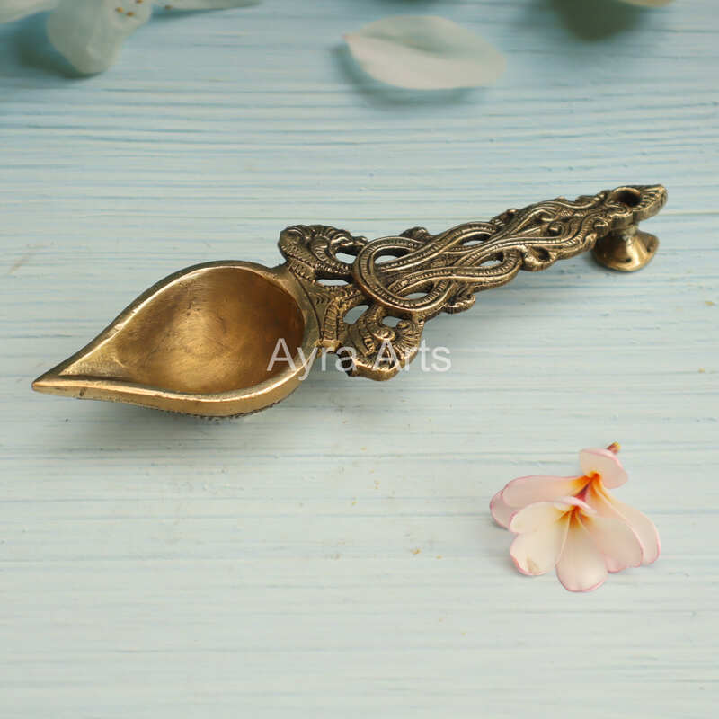 Brass Eka Harathi Deepam Spoon - 9 Inch Height