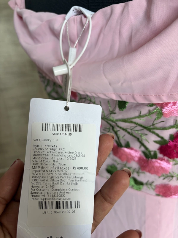 Pink Embroidered A-Line Dress