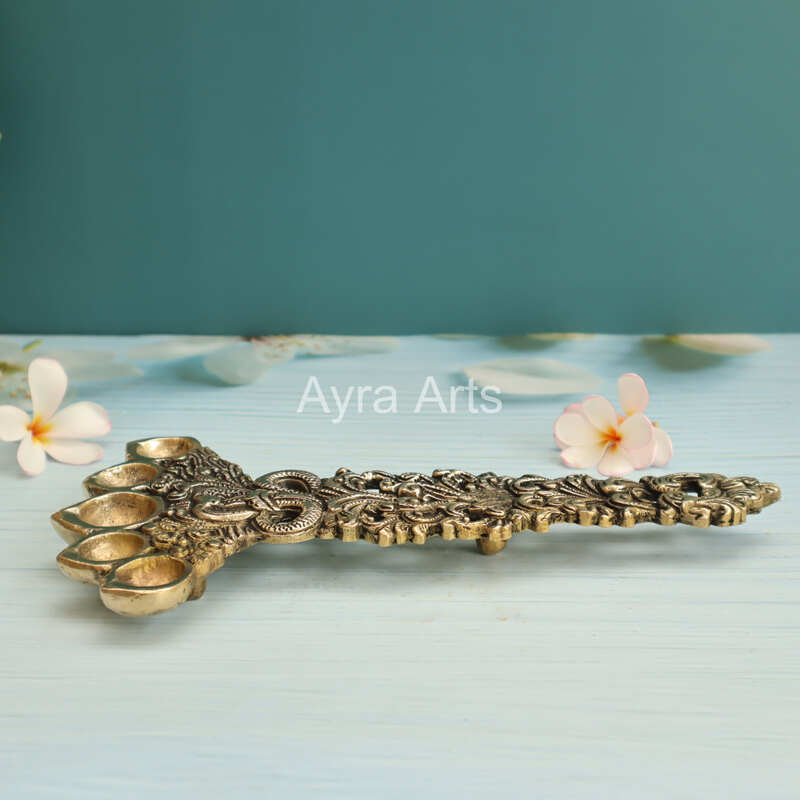 Brass Naga Panch Aarti Harati Spoon for Pooja - 10 Inch Height