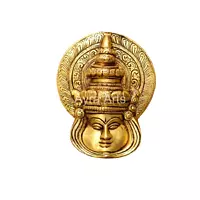 Brass Traditional Kathakali Mask Wall Hanging Head for Home Decor - 5.5 Inch Height