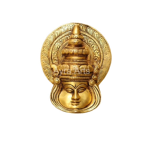 Brass Traditional Kathakali Mask Wall Hanging Head for Home Decor - 5.5 Inch Height