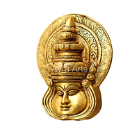 Brass Traditional Kathakali Mask Wall Hanging Head for Home Decor - 5.5 Inch Height