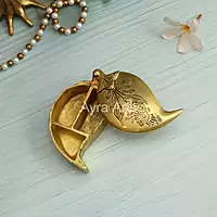 Brass Mango Shaped Kumkum Haldi Box - 4.5 Inch Length