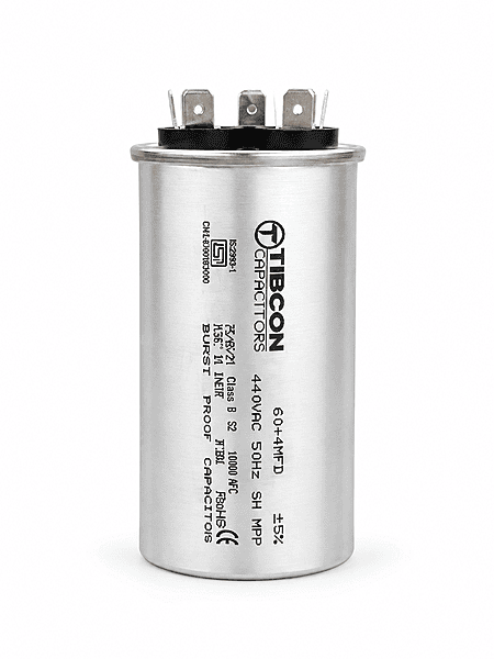 Tibcon 60+4 MFD Dual Air Conditioner Capacitor | 440V | Aluminium | Burst Proof