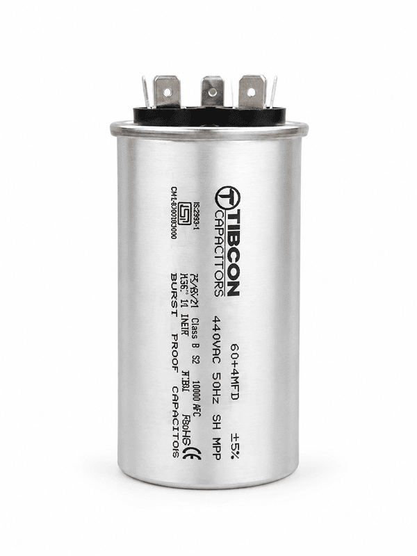 Tibcon 60+4 MFD Dual Air Conditioner Capacitor | 440V | Aluminium | Burst Proof