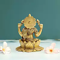 Buy Beautiful Brass Lakshmi Statue Sitting on Lotus Flower With Kalash - 5.5 Inch Height