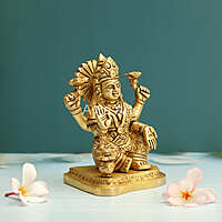Goddess Laxmi Statue in Brass with Kalash - 6 Inch Height