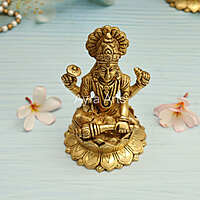 Lord Vishnu Murthi Seated on Lotus In Brass - 5.2 Inch Height