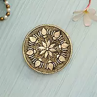 Round Brass Pooja Mandir Chowki Peeta Aasan For God Idols Sitting - 3.7 Inch Length