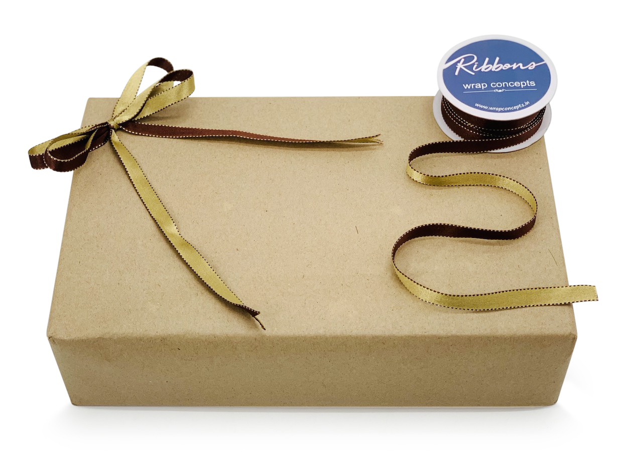 Reversible Ribbon - Brown with Gold