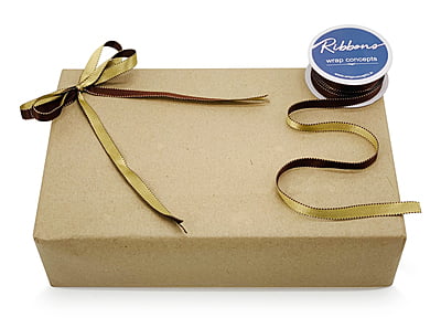 Reversible Ribbon - Brown with Gold
