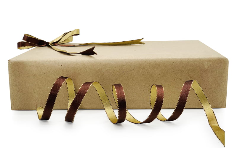 Reversible Ribbon - Brown with Gold