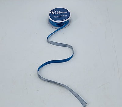 Reversible Ribbon - Azure Blue with Grey