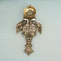 Brass Metal Handcrafted Twin Bird Aarti Diya Spoon - 11 Inch Height