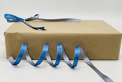 Reversible Ribbon - Azure Blue with Grey