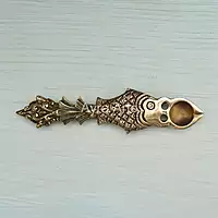 Fish Design Round Brass Pooja Aarti Spoon Oil Diya, Hawan Spoon for Pouring Ghee in Hawan Kund - 10 Inch Height