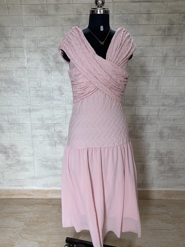 Dusty Pink Crossed Cocktail Maxi Dress