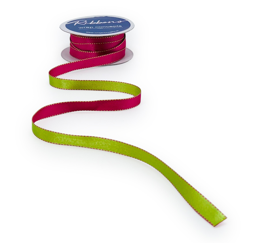 Reversible Ribbon - Hot Pink with Lime Green