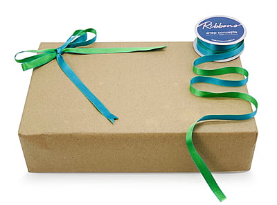 Reversible Ribbon - Parrot Green with Turquoise Blue