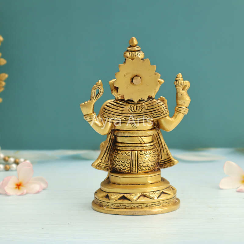 Antique Brass Ganesh Ganpati Vinayaka Murti Statue for Pooja - 6.5 Inch Height