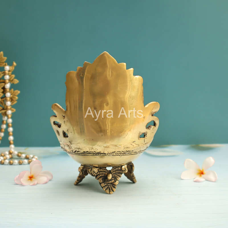 Brass Lakshmi Akhand Diya - 7 inch Height | Decorative Brass Lakshmi Akhand Diya for Rituals - Buy Online