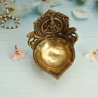 Brass Lakshmi Akhand Diya - 7 inch Height | Decorative Brass Lakshmi Akhand Diya for Rituals - Buy Online