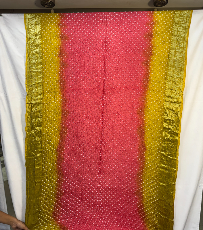 Kala Sanskruti Peach & Mahendi – Color Art Silk Bandhani Saree – 6.5M with Blouse Piece – Elegant Traditional Wear Bridal Unique Saree for Women