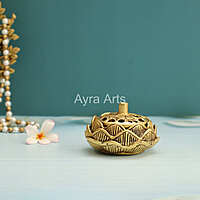 Pure Brass Lotus Design Dhoop Dani Incense Burner for Puja Home Décor - 3.5 Inch Length