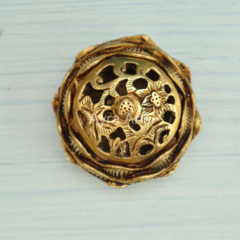 Pure Brass Lotus Design Dhoop Dani Incense Burner for Puja Home Décor - 3.5 Inch Length