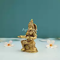 Hindu Goddess Annapurni Annapurna Annapoorna Maa Goddess of Food with Fine Carving in Brass - 5 Inch Height