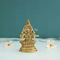 Hindu Goddess Annapurni Annapurna Annapoorna Maa Goddess of Food with Fine Carving in Brass - 5 Inch Height