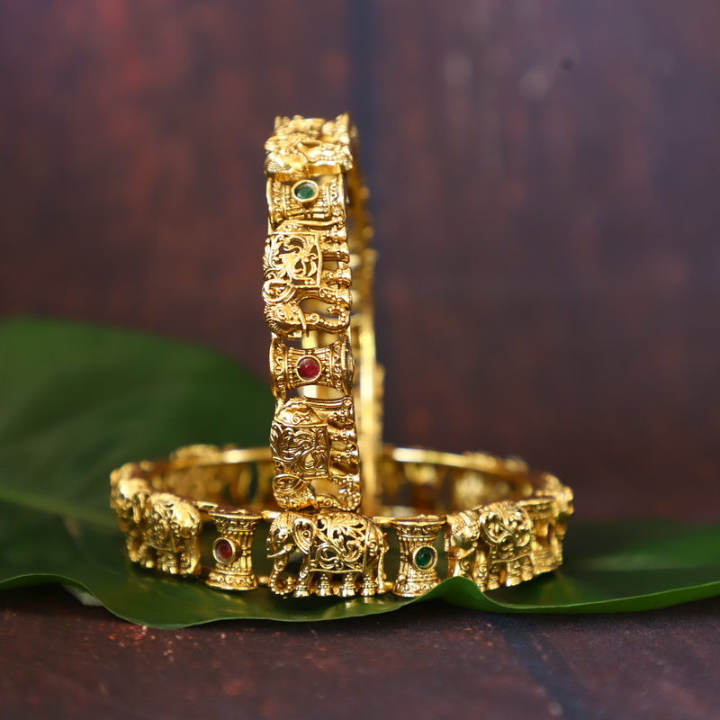 Antique Elephant Radhe Krishna Bangles