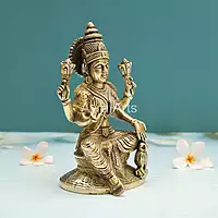 Brass Goddess Lakshmi Devi With Owl- 7 Inch Height