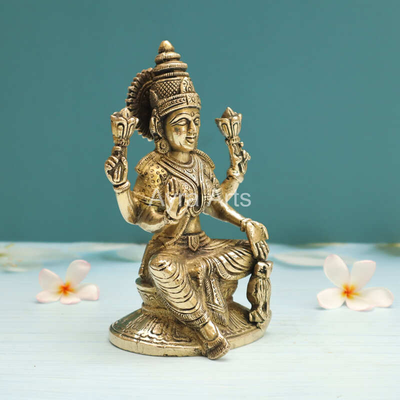 Brass Goddess Lakshmi Devi With Owl- 7 Inch Height