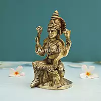 Brass Goddess Lakshmi Devi With Owl- 7 Inch Height